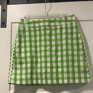 Lilly Pulitzer Green and White Gingham Mini Skirt